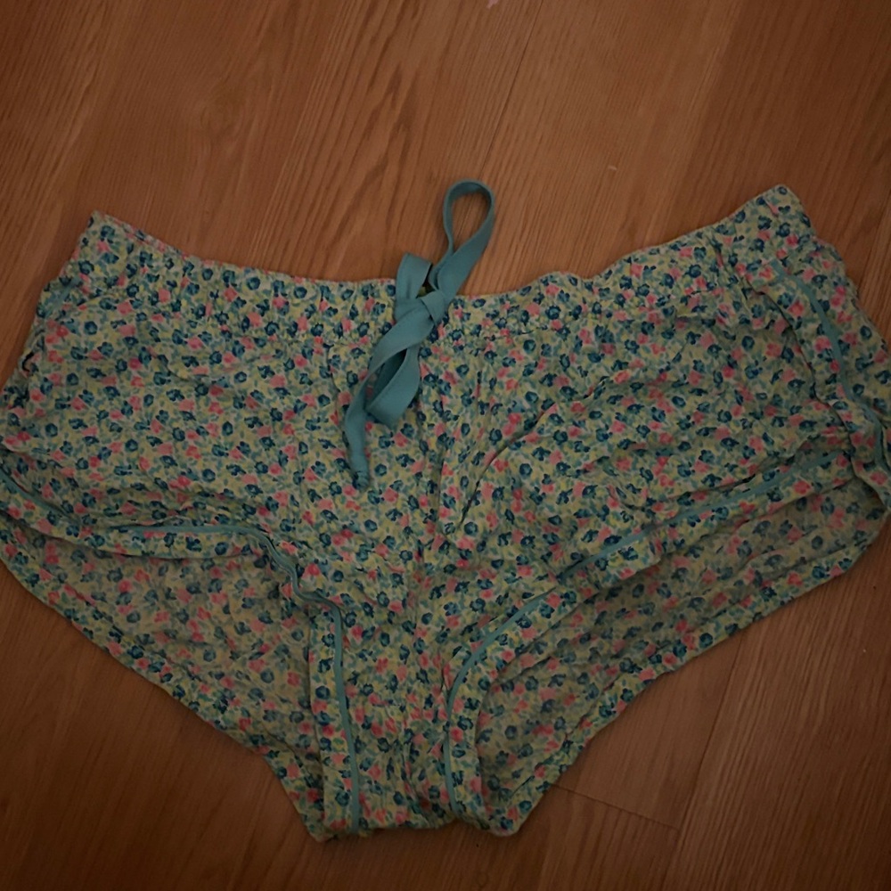 Aerie Floral Print PJ Shorts with Blue Accents